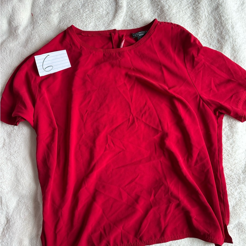 Elementz Bright Red Short Sleeve Crewneck Blouse